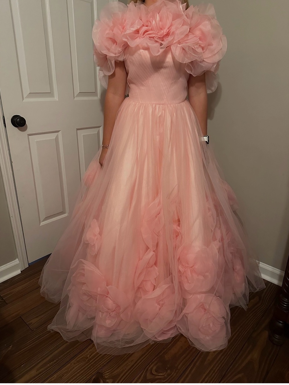 Pink Tulle Flower-Appliqué Kids Dress